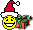 a picture of a smiley face with a santa hat