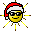 a picture of a smiley face wearing sunglasses and a santa hat