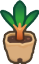 a potted plant with a green leaf