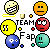 a bunch of different colored objects on a black background
