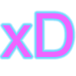 a pink and blue logo with the letter dxd