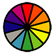 a color wheel with a green background