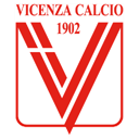 a red and white logo with the words vicena calcio