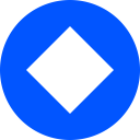 a blue circle with a white diamond in the center