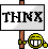 a cartoon character holding a sign that says think