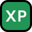 a green and white square with the word xp on it