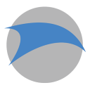 a gray and blue circle with a blue stripe