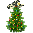 a christmas tree with a hat on top of it