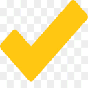 a yellow check mark on a white background