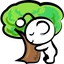 a picture of a cartoon character holding a tree