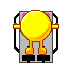 a yellow object with a black background