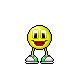 a yellow smiley face with green eyes