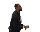 a man in a black shirt is holding a white frisbee