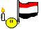 a black background with a flag and a smiley face