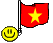 a smiley face and a flag on a black background