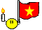 a black background with a yellow and red flag