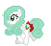 a pixel art picture of a person holding a flower