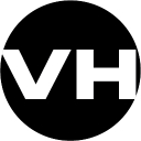 a black and white logo with the words vh