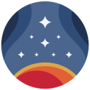 a blue and red ball with stars on it