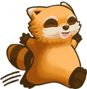a cartoon picture of a racoon sitting on the ground
