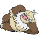 a brown and white animal laying on its back