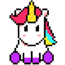 a pixel art unicorn with a crown on its head