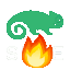 a pixel style image of a lizard sitting on top of a fire