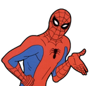 a cartoon spider man with his hands on his hips