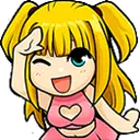 a cartoon girl with blonde hair and blue eyes