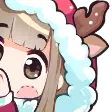 a cartoon girl with a santa clause on her head