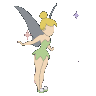 a cartoon tinkerbell with stars on a blue background