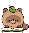 a brown teddy bear sitting on top of a book