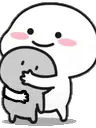 a sticker of a cartoon character holding a baby