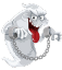 a cartoon character with a chain around his neck
