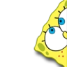 a spongebob face with blue eyes