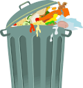 a trash can filled with lots of garbage
