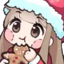 a drawing of a girl eating a cookie