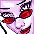 a drawing of a woman with glasses on her face