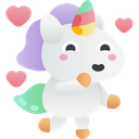 a cartoon unicorn with hearts around it