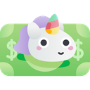 a cartoon unicorn with a dollar sign on it's head