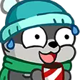 a cartoon character wearing a hat and scarf