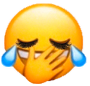 a smiley face with eyes closed and a hand covering it's face