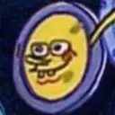 a close up of a smiley face with a toothbrush