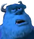 a close up of a blue stuffed animal