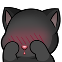 a black cat with red eyes and a black background