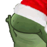 a cartoon character wearing a santa hat