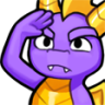 a drawing of a purple and yellow dragon