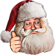 a cartoon santa clause giving a thumbs up