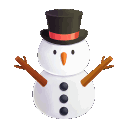 a snowman with a top hat and two hands