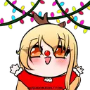 a drawing of a girl with christmas lights in the background